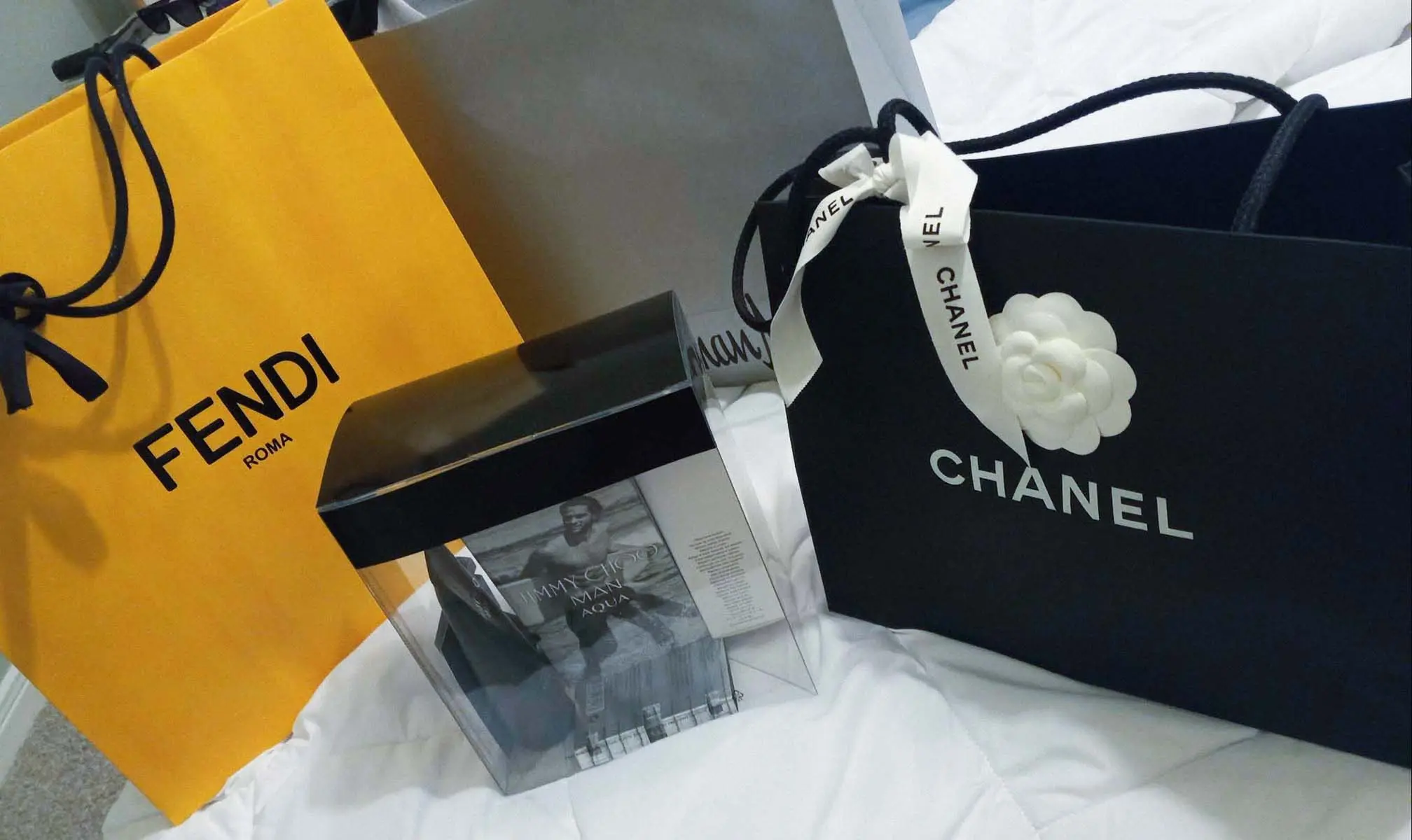 Chanel and Fendi shopping bags