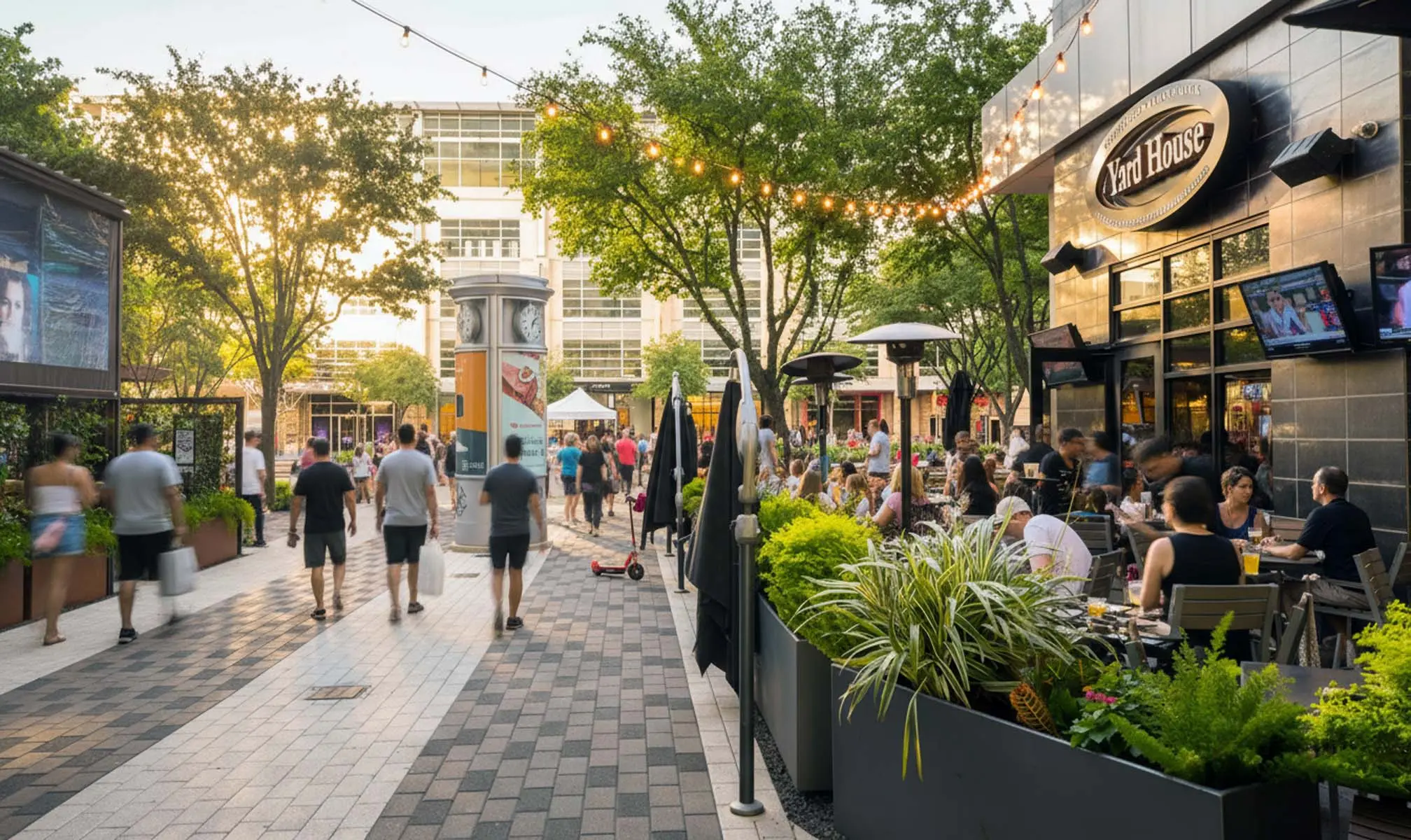 Outdoor shopping walkway at CITYCENTRE in Houston