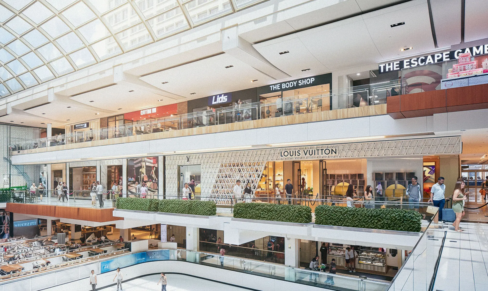 Upper-level shops inside The Galleria in Houston