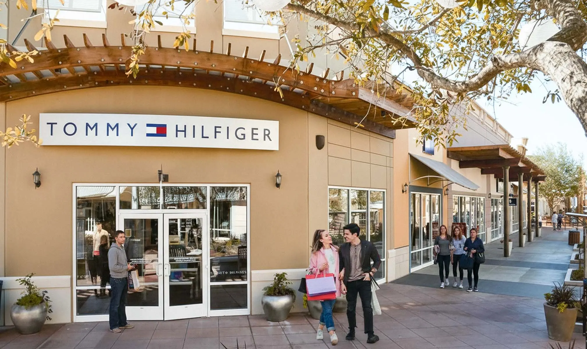 Tommy Hilfiger storefront at an outlet shopping center