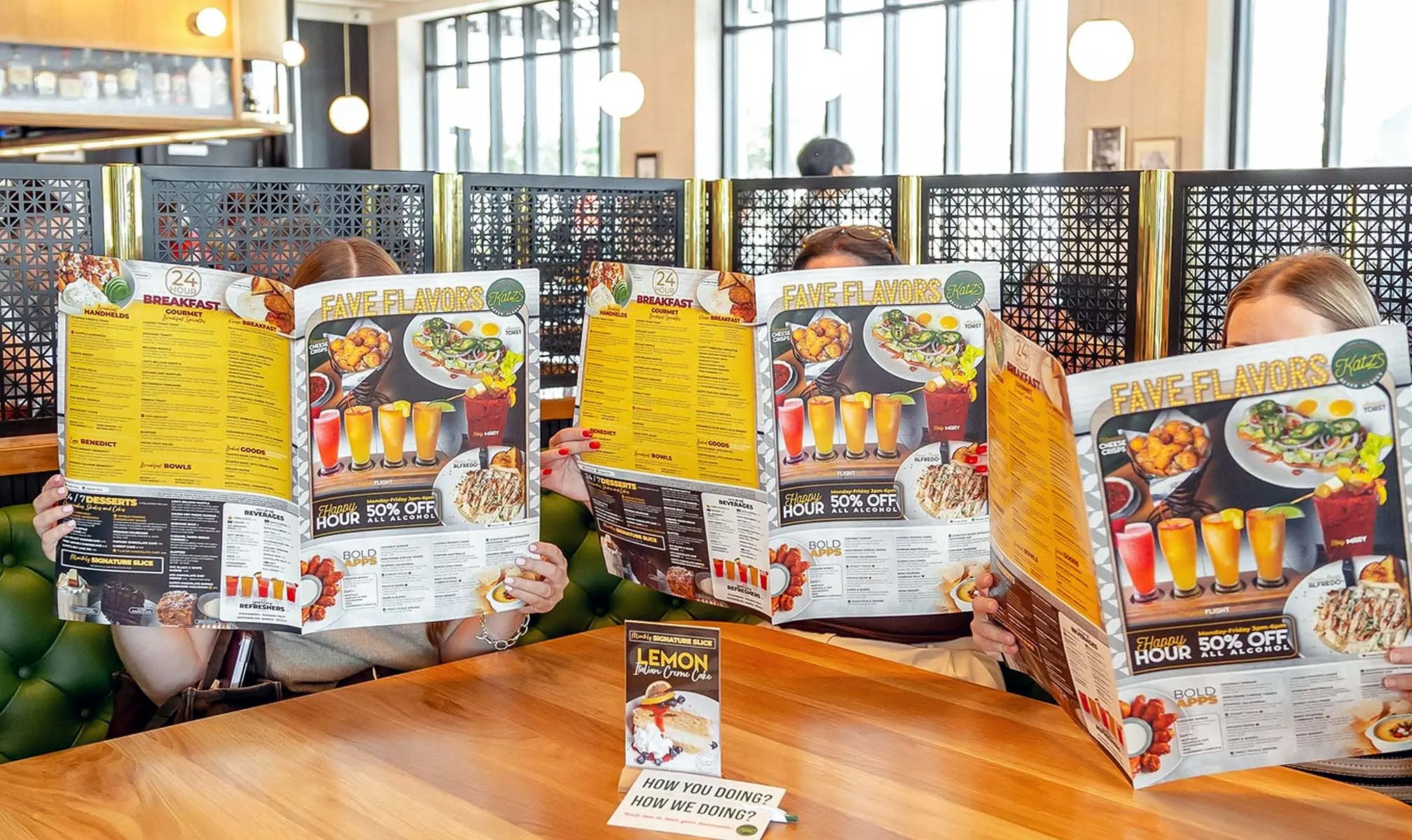 Menus displayed at Katz's restaurant