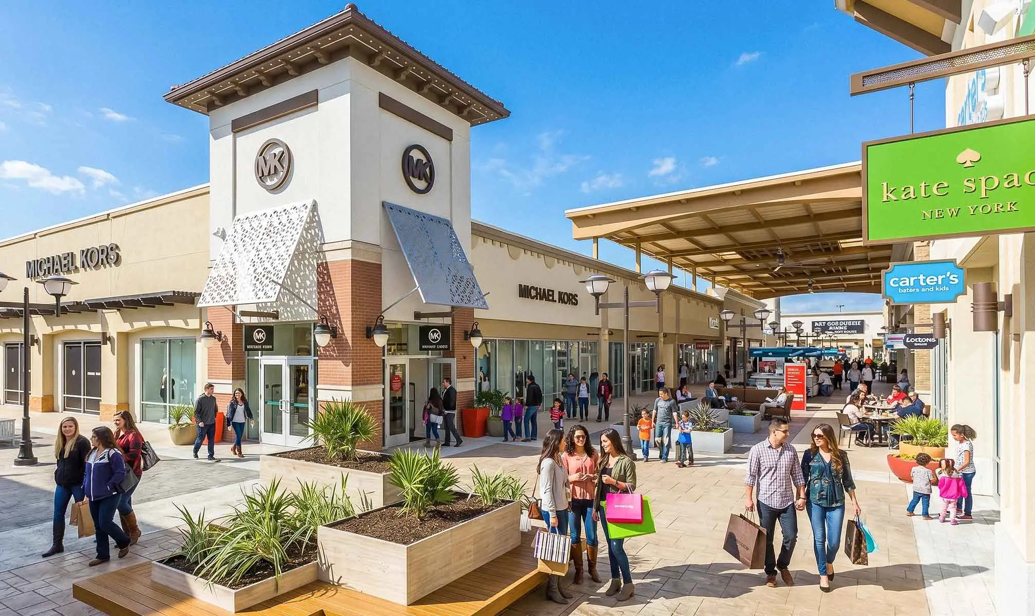 Stores and walkways at Tanger Outlets Texas City